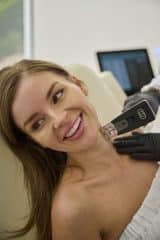Woman during a radio frequency microneedling appointment